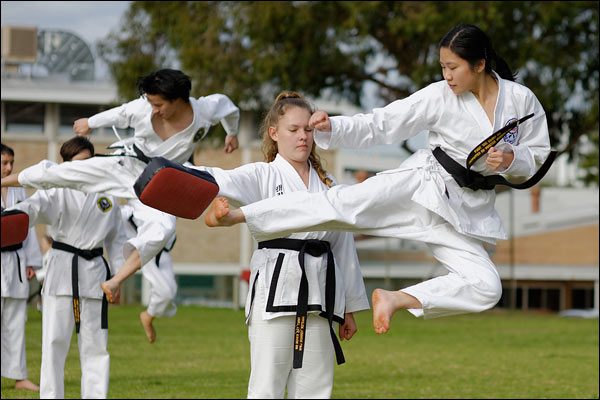 First Tae Kwon Do flying side kick, July 2016, Perth