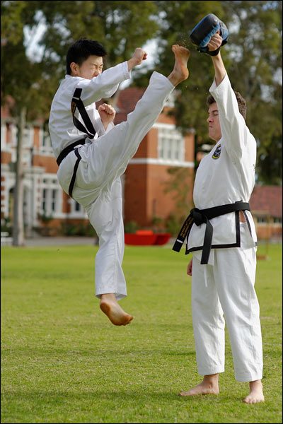 First Tae Kwon Do jumping front snap kick, July 2016, Perth