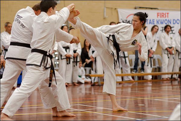 First Tae Kwon Do side kick break, December 2016, Perth