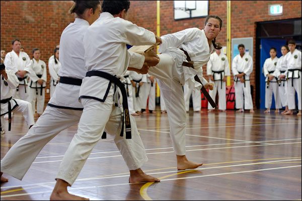 First Tae Kwon Do side kick break, February 2017, Perth