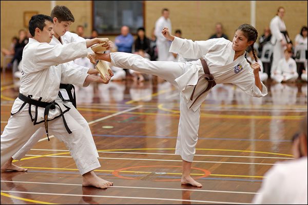 First Tae Kwon Do side kick break, June 2017, Perth