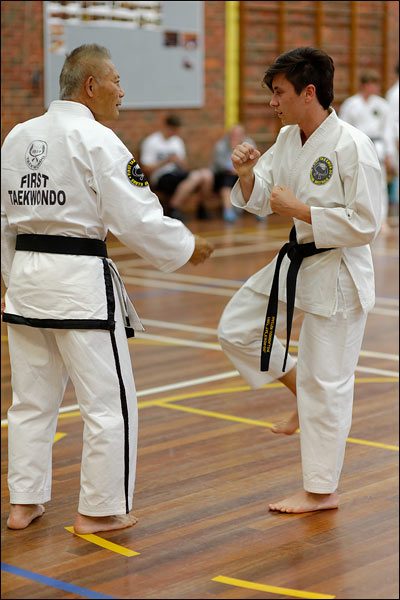 First Tae Kwon Do instruction, October 2017, Perth