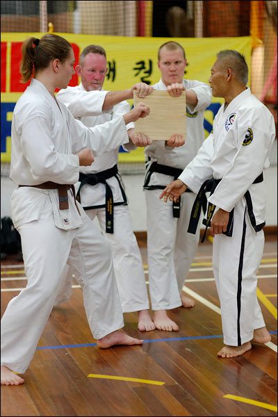 First Tae Kwon Do instruction, October 2017, Perth