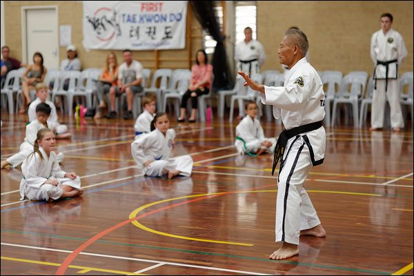 First Tae Kwon Do instruction by Master Vernon Low, December 2017, Perth
