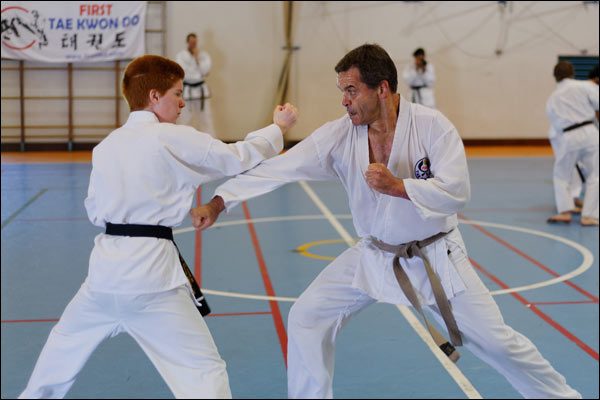 First Tae Kwon Do free sparring, April 2018, Perth