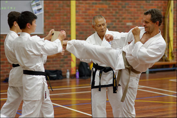 First Tae Kwon Do instruction, May 2018, Perth