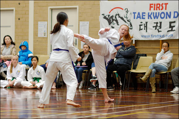 First Tae Kwon Do free sparring, June 2018, Perth