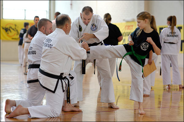 First Tae Kwon Do turning kick instruction, June 2018, Adelaide