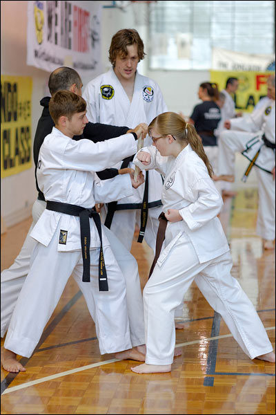 First Tae Kwon Do elbow strike instruction, June 2018, Adelaide