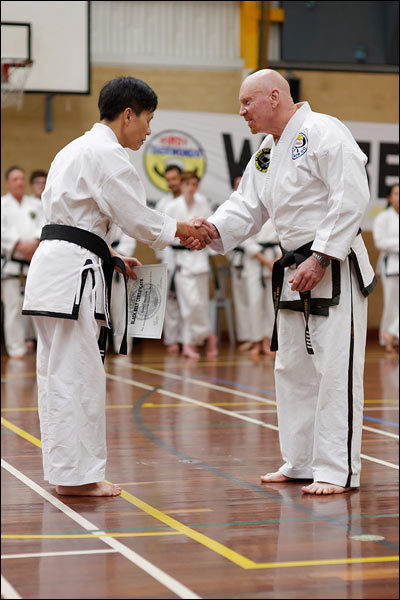 First Tae Kwon Do Chief Instructor O'Brien and new 2nd Dan instructor, September 2018, Perth