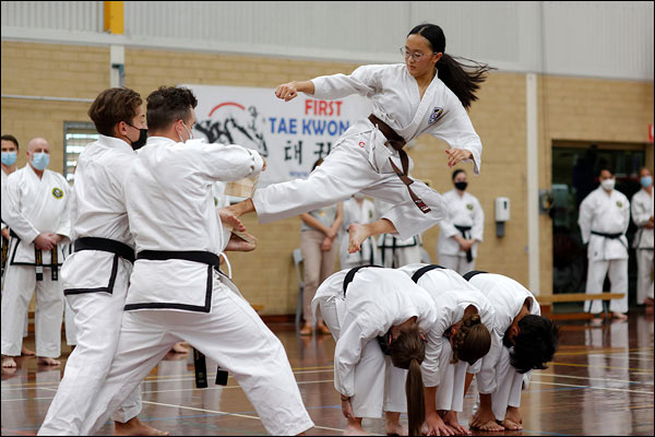 First Tae Kwon Do flying side kick, March 2022, Perth