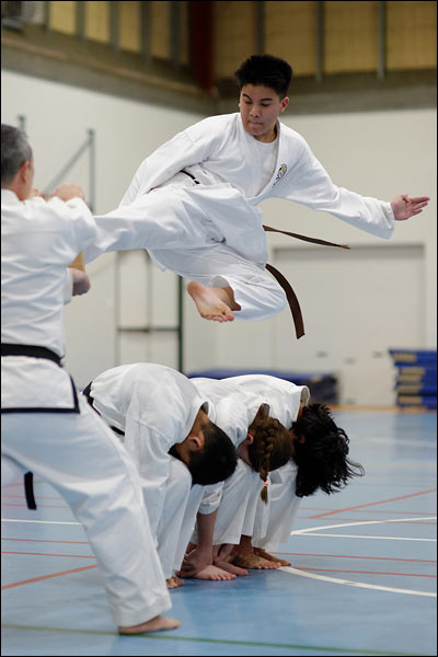 First Tae Kwon Do flying side kick, July 2022, Perth