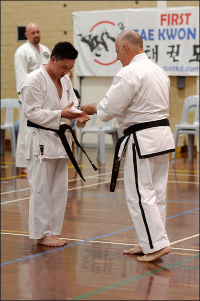 First Tae Kwon Do black belt certificate presentation, September 2022, Perth