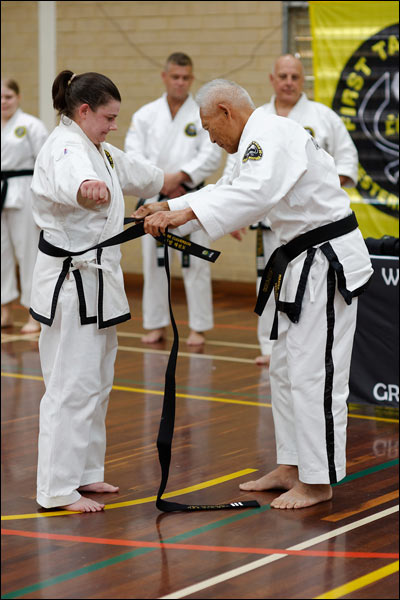 First Tae Kwon Do Master Vernon Low promoting instructor to 3rd Dan, March 2023, Perth