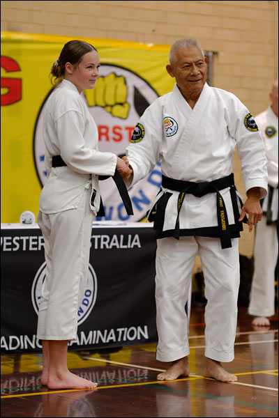 First Tae Kwon Do black belt promotion by Master Vernon Low, June 2023, Perth