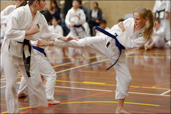 First Tae Kwon Do two-on-one free sparring, June 2023, Perth